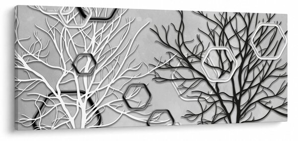 Tablou abstract cu pomi (120x50 cm)