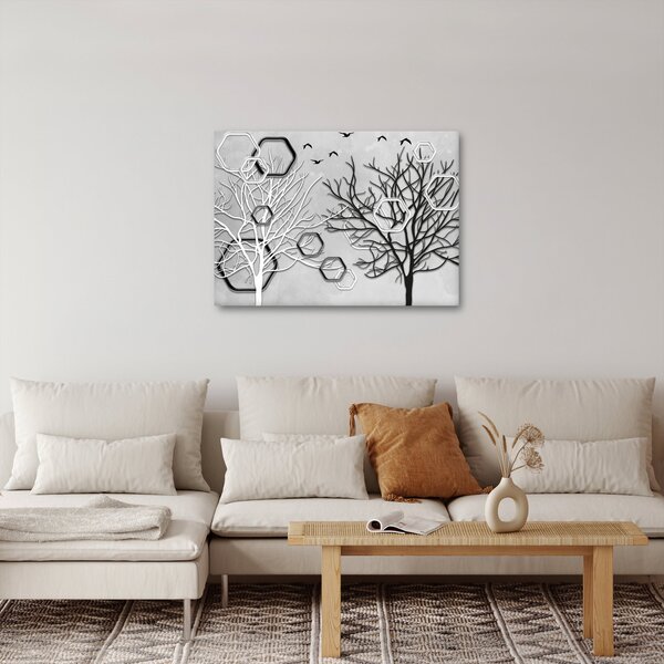 Tablou abstract cu pomi (70x50 cm)