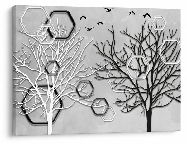 Tablou abstract cu pomi (70x50 cm)