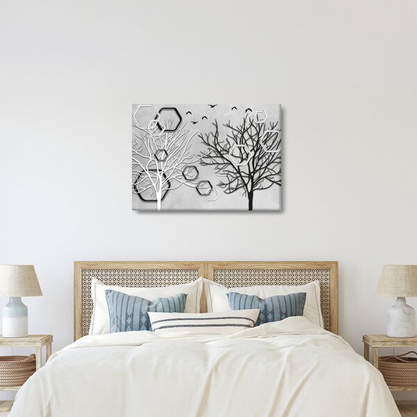 Tablou abstract cu pomi (70x50 cm)