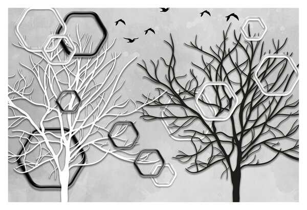 Tablou abstract cu pomi (90x60 cm)