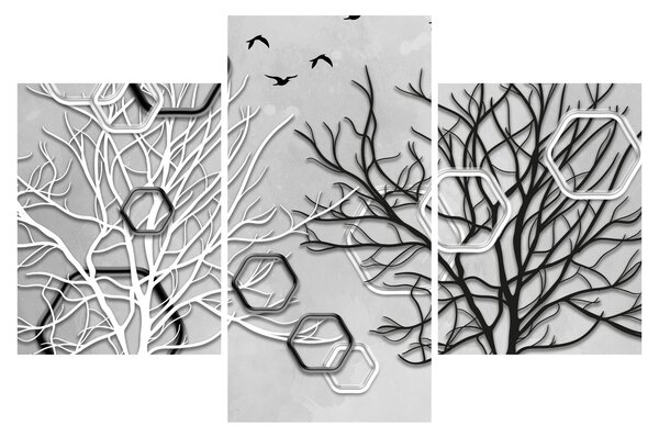 Tablou abstract cu pomi (90x60 cm)