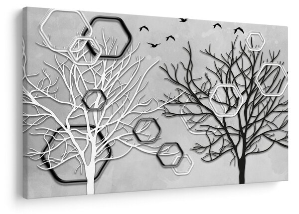Tablou abstract cu pomi (90x60 cm)