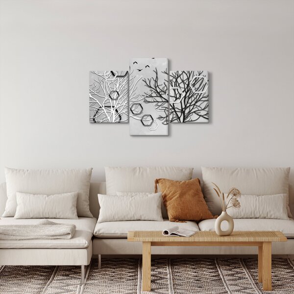 Tablou abstract cu pomi (90x60 cm)