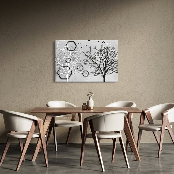 Tablou abstract cu pomi (90x60 cm)