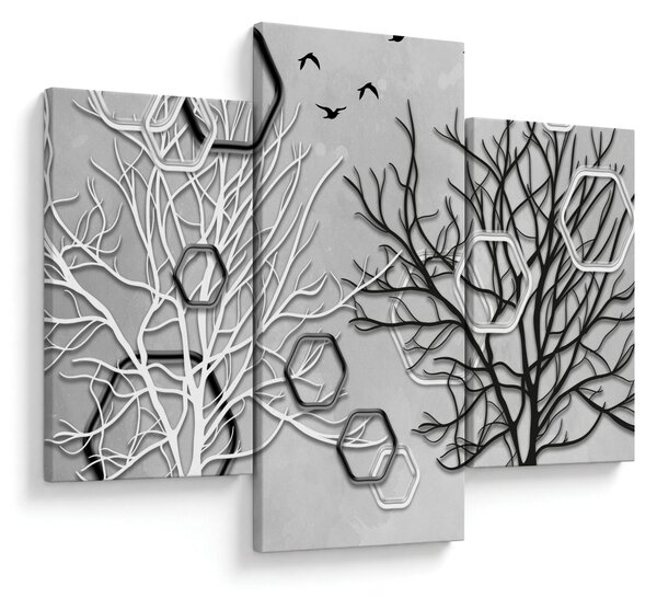 Tablou abstract cu pomi (90x60 cm)