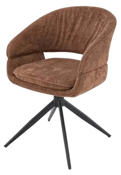 Scaun rotativ K602, maro/negru, stofa plusata/metal, 57x62x82 cm