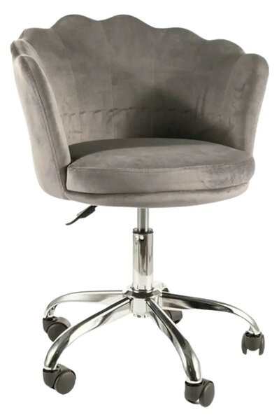 Scaun birou ROSE, gri, stofa catifelata/metal, 56x41x74/82 cm