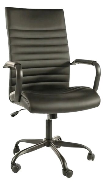 Scaun birou Q-306, negru, piele ecologica/metal, 58x51x106/116 cm