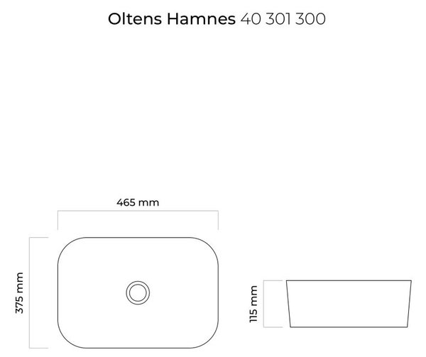 Oltens Hamnes lavoar 46.5x37.5 cm ovale de blat negru mat 40301300