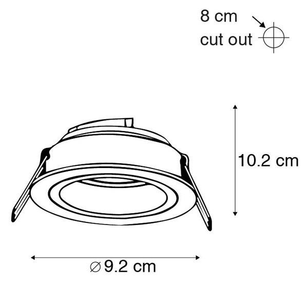 Set de 6 spoturi încastrate rotunde negre cu auriu, rotative și înclinabile - Chuck