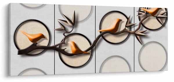 Tablou artistic - Păsărele pe creangă (120x50 cm)