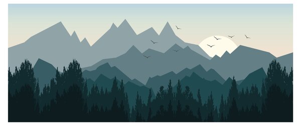 Tablou - Munții cu privirea graficeanului (120x50 cm)