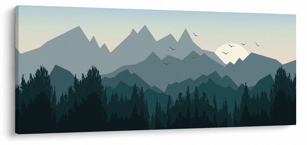 Tablou - Munții cu privirea graficeanului (120x50 cm)