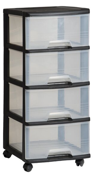 Etajeră pe roți neagră/transparentă din plastic 37x80,5 cm – Curver