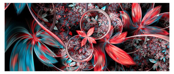 Tablou abstract cu flori exotice (120x50 cm)