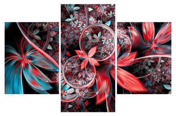 Tablou abstract cu flori exotice (90x60 cm)