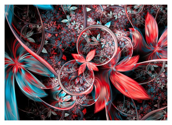 Tablou abstract cu flori exotice (70x50 cm)