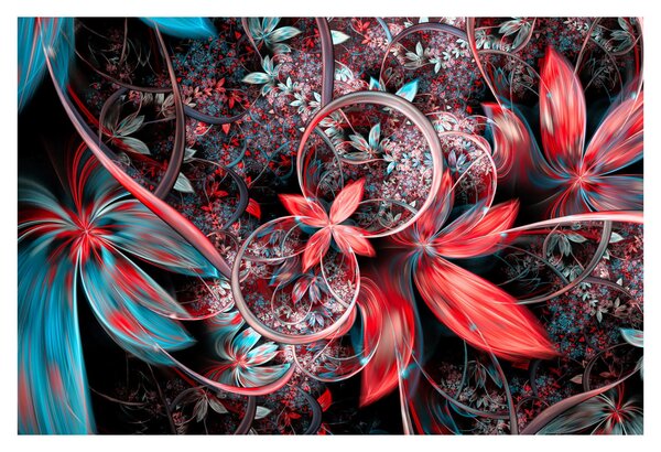 Tablou abstract cu flori exotice (90x60 cm)