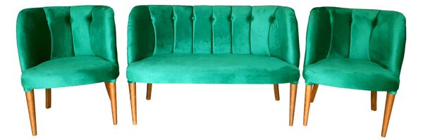 Set canapea Eliza cu 2 fotolii Verde Smarald