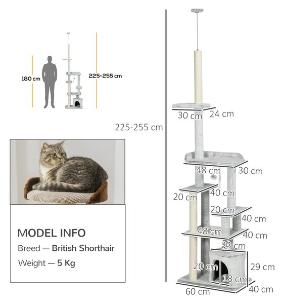 PawHut Copac pentru Pisici de Interior Turn de Joaca Centru de Activitati de Escaladare Turn de Zgariere Apartament Perne Inaltime Reglabilaaccesorii animale feline sala de gimnastica pisoi lounge mobila sufragerie | Aosom Romania