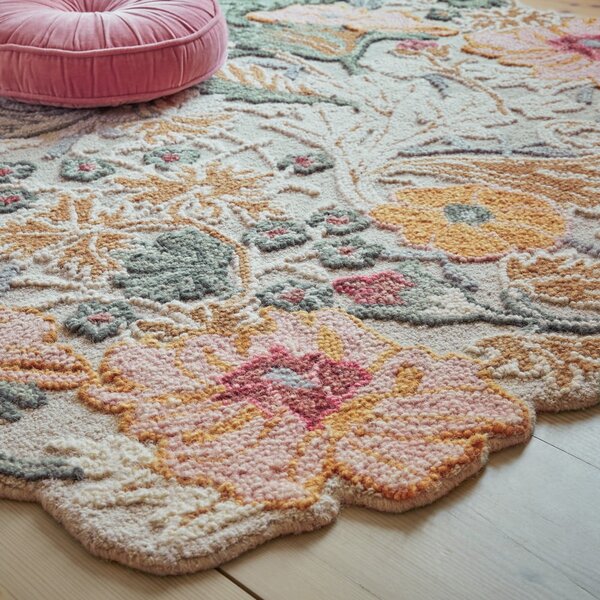 Covor roz deschis țesut manual din lână 120x170 cm Daphne Shaped Floral – Flair Rugs