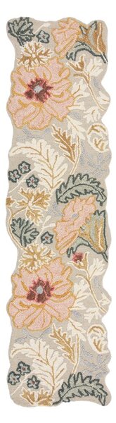 Covor tip traversă roz deschis țesut manual din lână 60x230 cm Daphne Shaped Floral – Flair Rugs