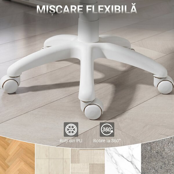 HOMCOM Scaun de Birou Ergonomic Rotativ din Material Tip Plasă Respirabil Fără Brațe, Înălțime Reglabilă, Roz | Aosom Romania