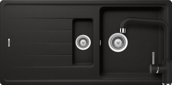 Set chiuveta bucatarie Schock Element D-150 1000 x 500 mm si baterie bucatarie Schock Fonos Cristalite Nero, negru