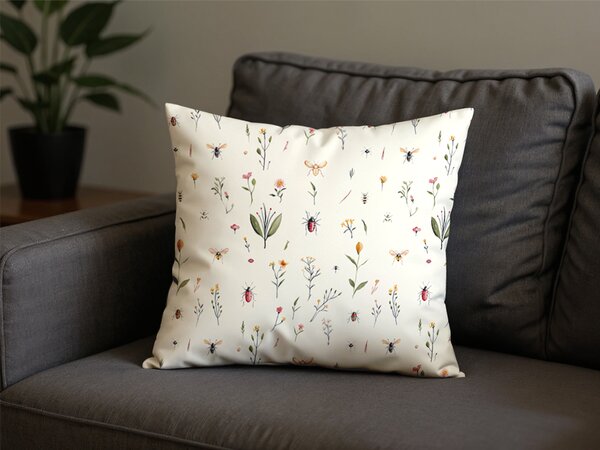 Husa pentru perna din microfibra INSECTA 45x45 cm, crem
