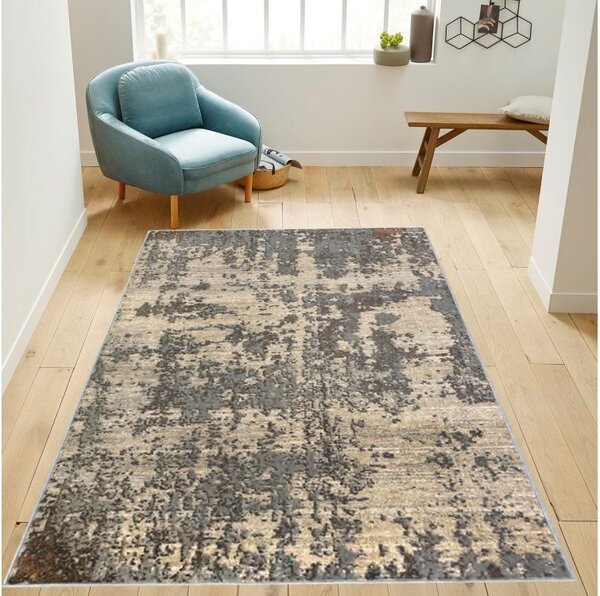 Covor Anny 33002-679, Marime 195 x 300 cm, Crem, Gri, Inaltime Fir 7 mm, Antialergic, Polipropilena, Living, Dormitor, Sufragerie, Birou 195 x 300