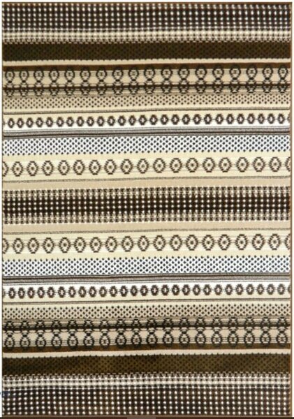 Covor Cappuccino 16035-12, Marime 100 x 200 cm, Crem, Bej, Maro, Inaltime Fir 7 mm, Antialergic, Polipropilena, Living, Dormitor, Sufragerie, Birou