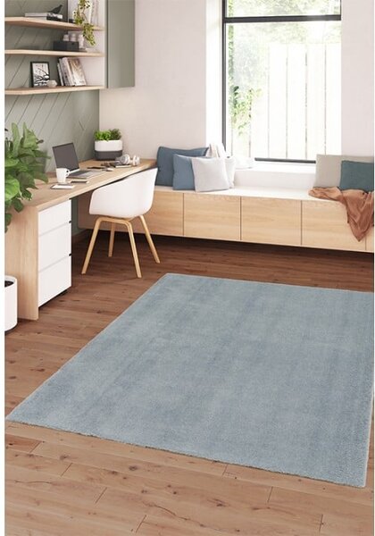 Covor Premium Belgian Soft Rimini 71481-090, Albastru, Gri, Marime 160 x 230 cm, Lungime Fir 22 mm, Poliester Reciclat, Antialergic, Living, Dormitor