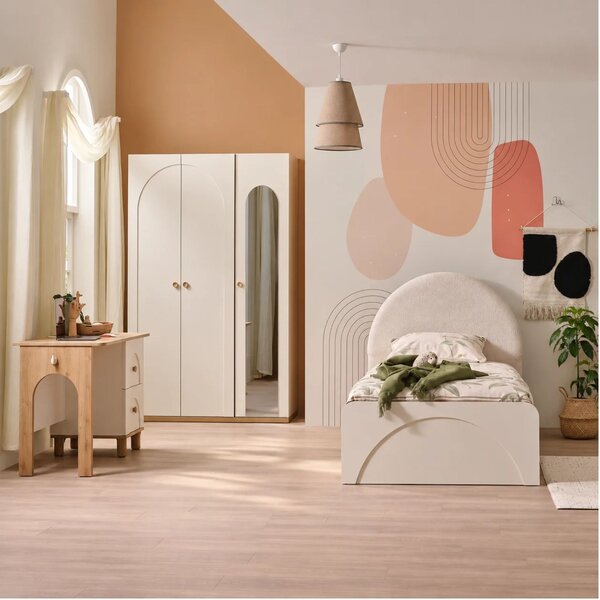 Set mobilier camera copii Louis Pat 100x200 cm, Dulap cu 3 usi si Birou