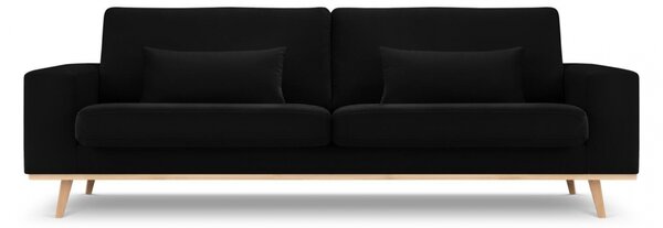 Canapea Tugela cu 3 locuri si tapiterie din catifea, negru