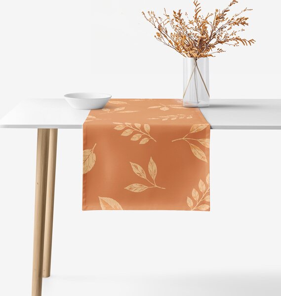 Goldea napron de masă 100% bumbac - frunze portocalii de toamnă 20x120 cm