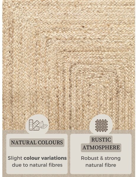 Covor tip traversă în culoare naturală deschisă reversibil/țesut manual din iută 80x200 cm Juno – Hanse Home