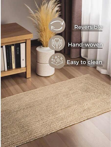 Covor tip traversă în culoare naturală deschisă reversibil/țesut manual din iută 80x200 cm Juno – Hanse Home