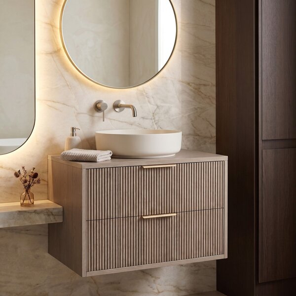Dulap baie pentru lavoar Rea Mono 80cm Grey Oak