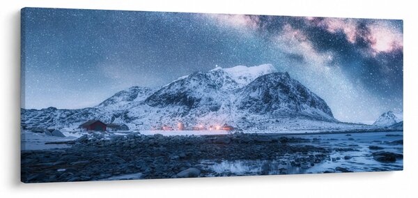 Tablou cu munți și ceul cu stele (120x50 cm)