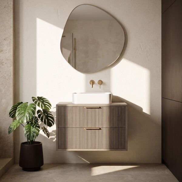 Dulap baie pentru lavoar Rea Mono 80cm Grey Oak