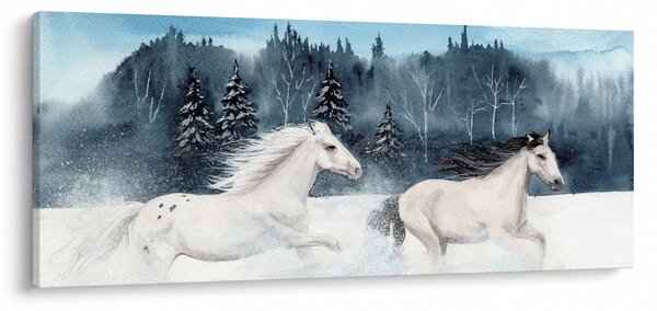 Tablou cu caii pictați (120x50 cm)