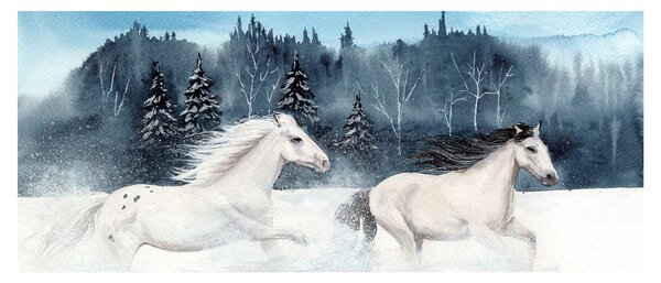 Tablou cu caii pictați (120x50 cm)
