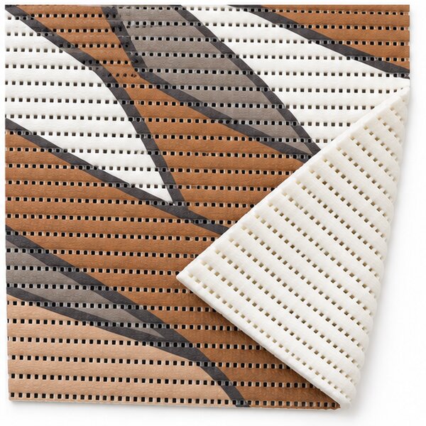 Covoras Antiderapant pentru Baie si Piscina Brown Waves V24041A, 65 × 80 cm, Absorbant, tip Burete, PVC, Maro / Bej / Gri Brown waves