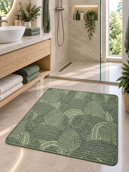 Covoras Antiderapant pentru Baie si Piscina Forest Green V23026A, 65 × 80 cm, Absorbant, tip Burete, PVC, Verde Forest Green