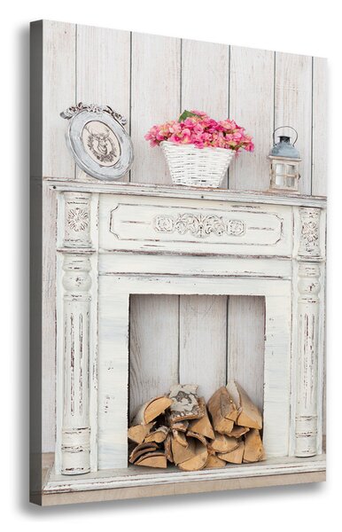 Print pe canvas semineu din lemn