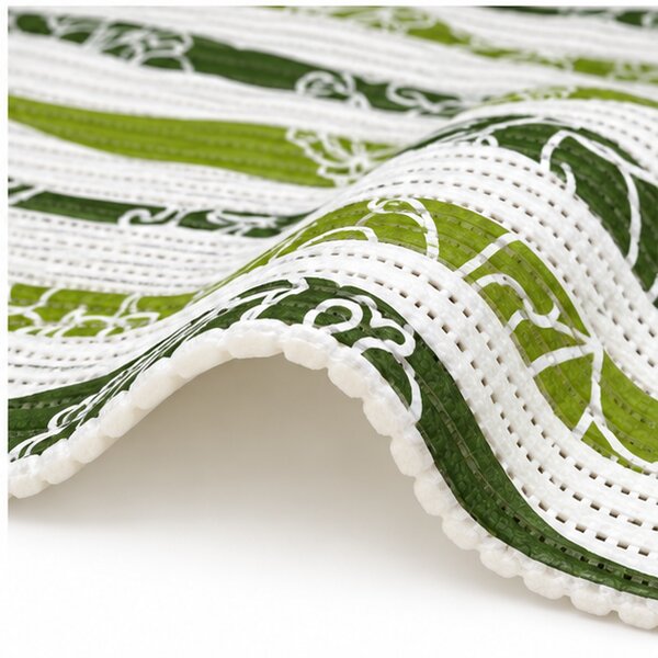 Covoras Antiderapant pentru Baie si Piscina Botanical Waves V24028D, 65 × 80 cm, Absorbant, tip Burete, PVC, Verde / Alb Botanical Waves