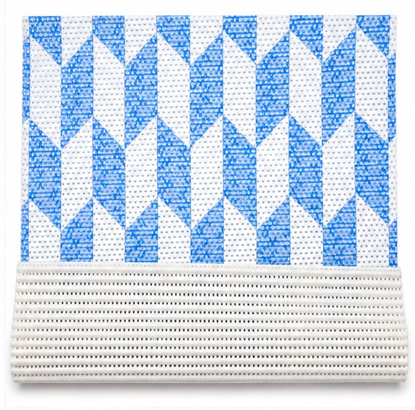 Covoras Antiderapant pentru Baie si Piscina Blue Braid V24007D, 65 × 80 cm, Absorbant, tip Burete, PVC, Albastru / Alb Blue Braid
