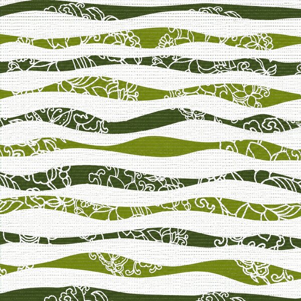 Covoras Antiderapant pentru Baie si Piscina Botanical Waves V24028D, 65 × 80 cm, Absorbant, tip Burete, PVC, Verde / Alb Botanical Waves