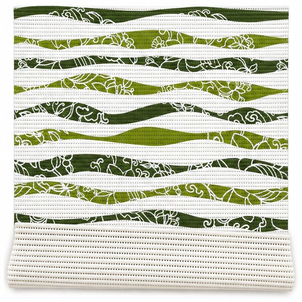 Covoras Antiderapant pentru Baie si Piscina Botanical Waves V24028D, 65 × 80 cm, Absorbant, tip Burete, PVC, Verde / Alb Botanical Waves
